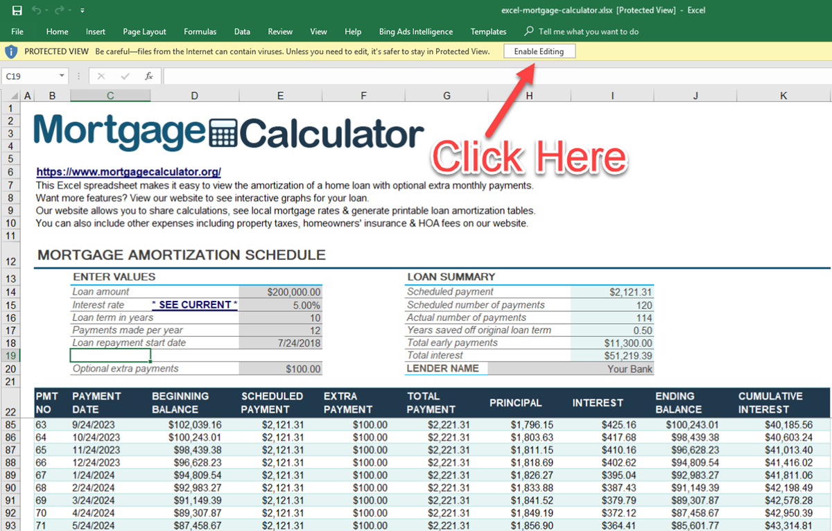 Loan Amortization Spreadsheet Excel Free With Download Microsoft Excel Mortgage Calculator Spreadsheet: Xlsx Excel
