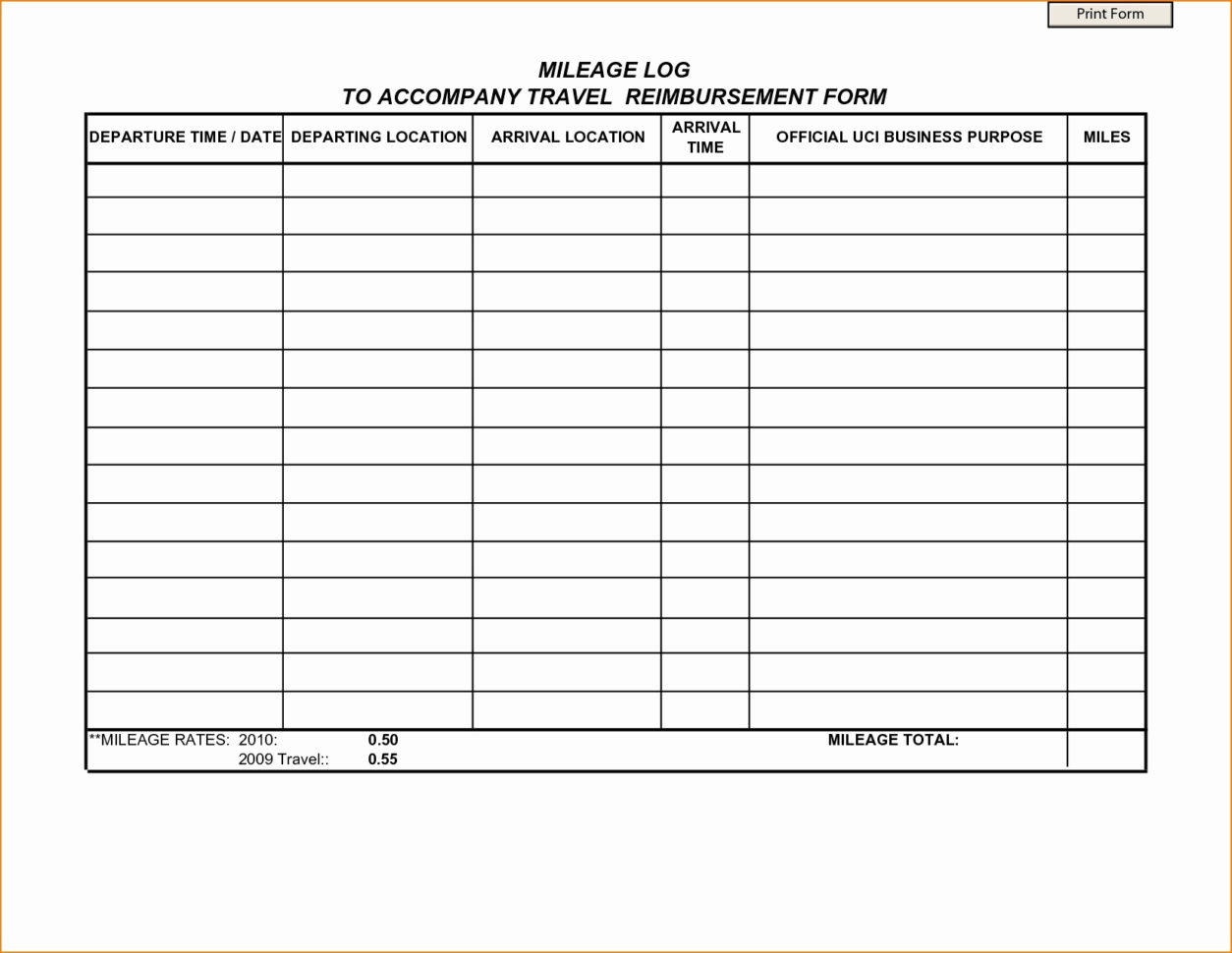 Log Book Spreadsheet Intended For Mileage Form Templates Car Spreadsheet New Irs Log Book Template