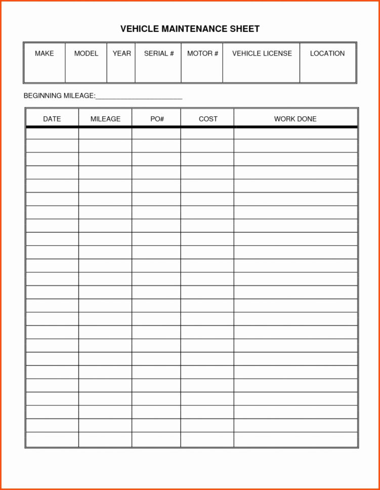 Log Book Spreadsheet Intended For Truck Maintenance Spreadsheet Vehicle Log Excel Template New