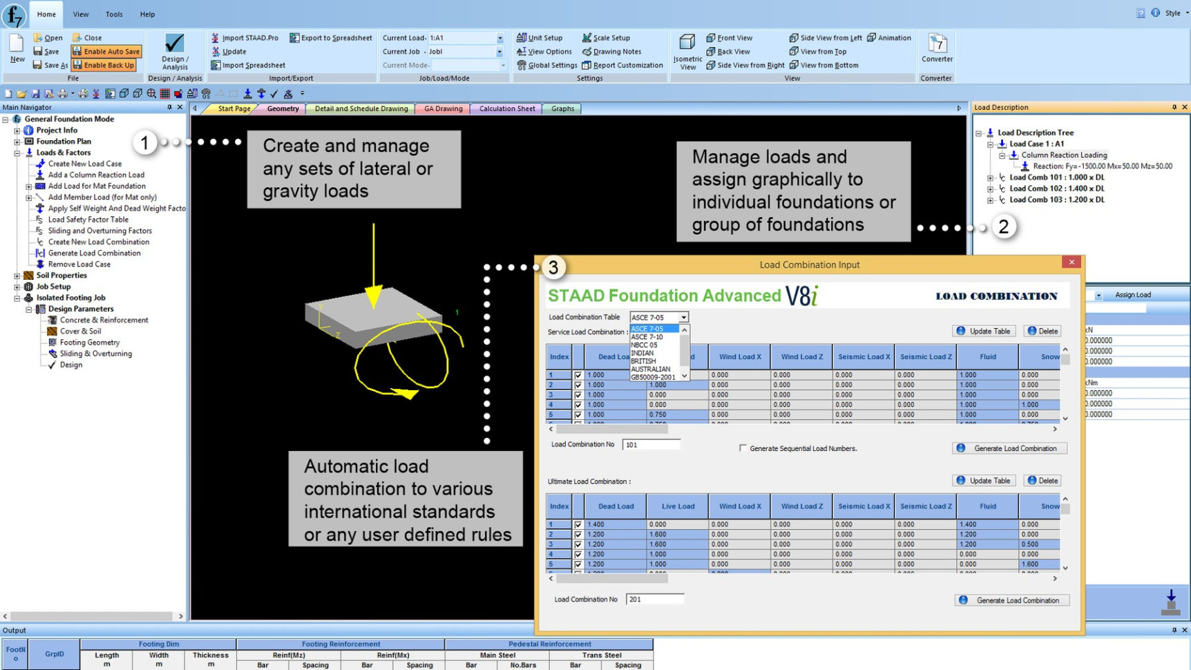 Machine Foundation Design Spreadsheet Intended For Staad Foundation Advanced Ataglance  Research Engineers