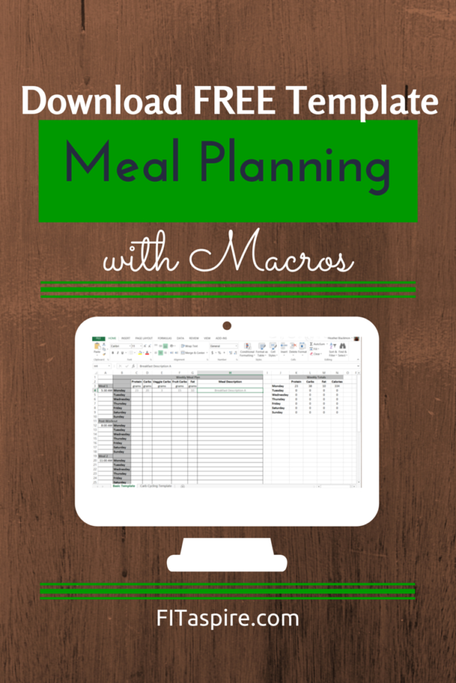 excel meal planner calorie and macro goals