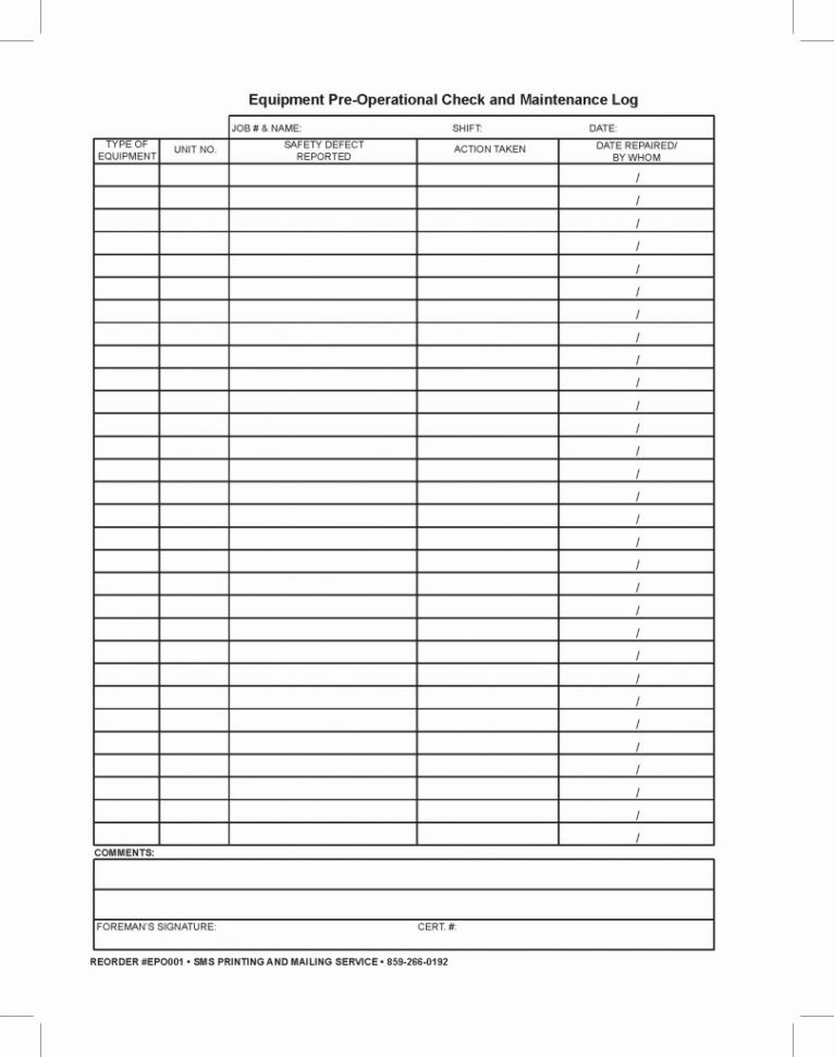 Maintenance Log Spreadsheet with Vehicle Maintenance Log Xls With Car ...