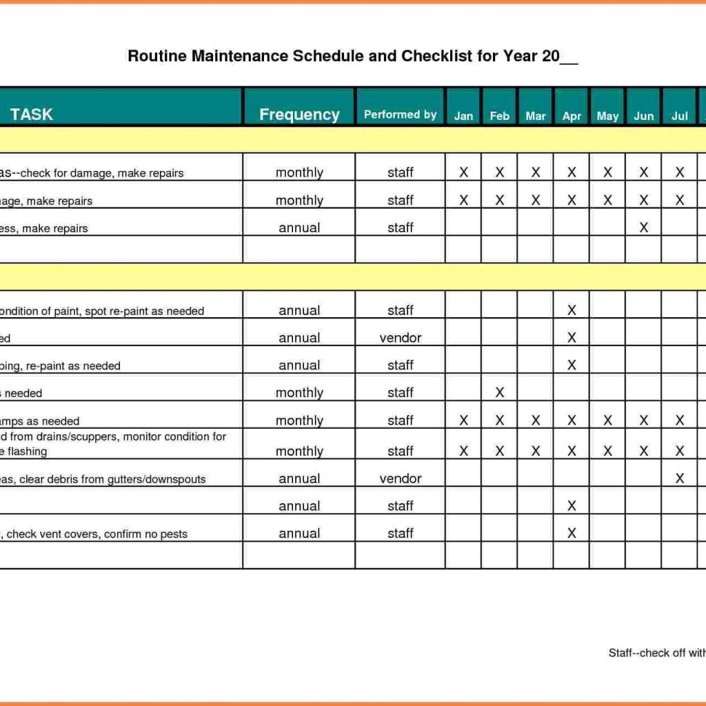 Maintenance Spreadsheet Template — Db