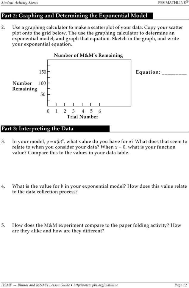 M&amp;m Spreadsheet Activity Inside The High School Math Project Focus On Algebra. Rhinos And Mm S