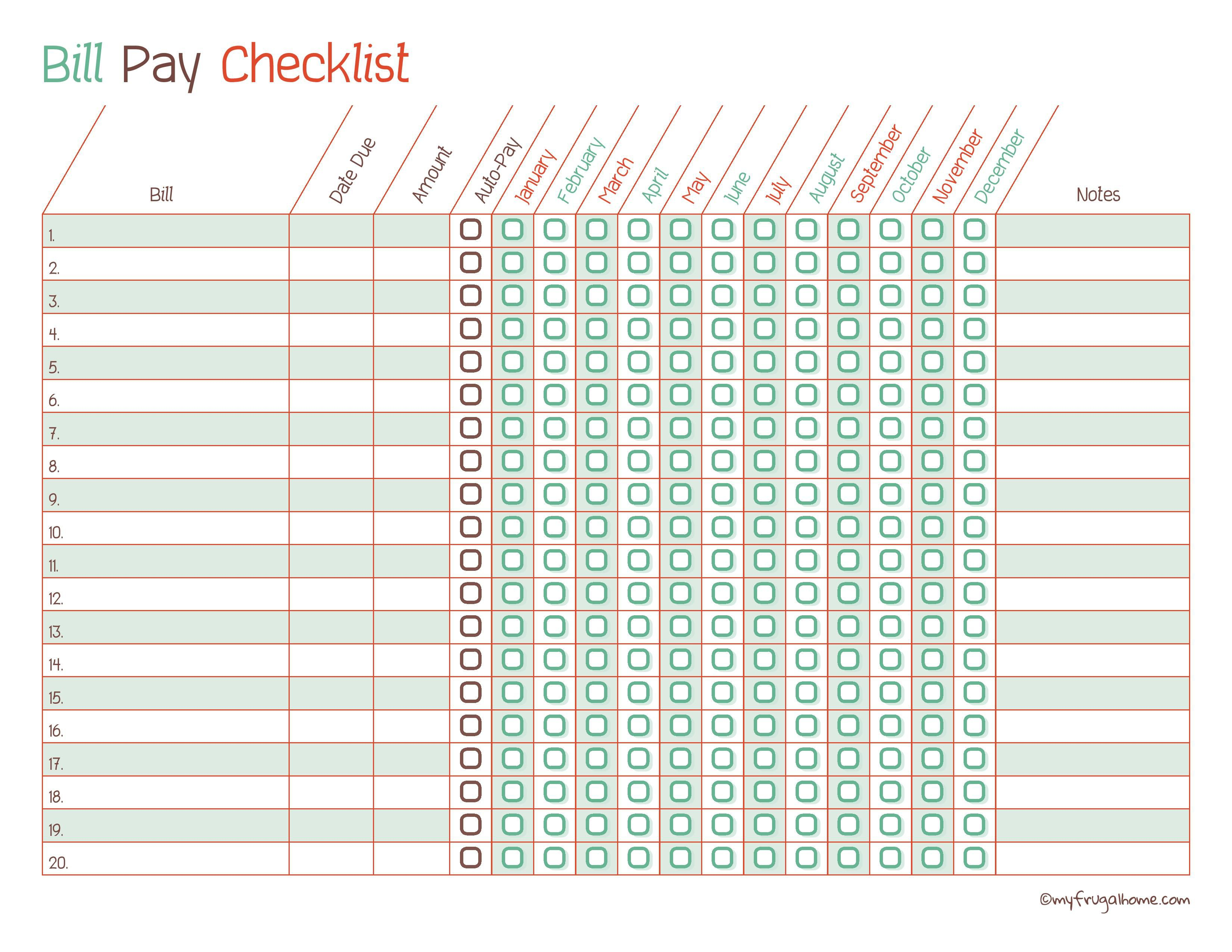 Manage My Bills Free Spreadsheet With Regard To Free Printable Bill Pay 