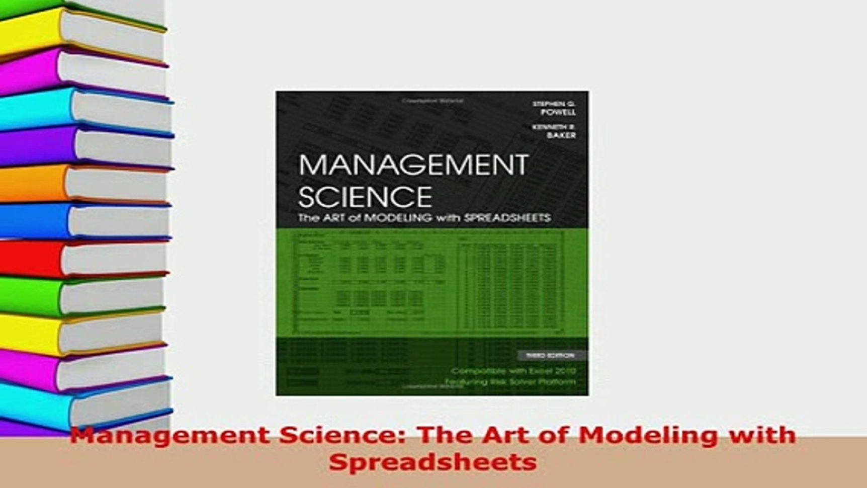 Management Science The Art Of Modeling With Spreadsheets In Download Management Science The Art Of Modeling With Spreadsheets