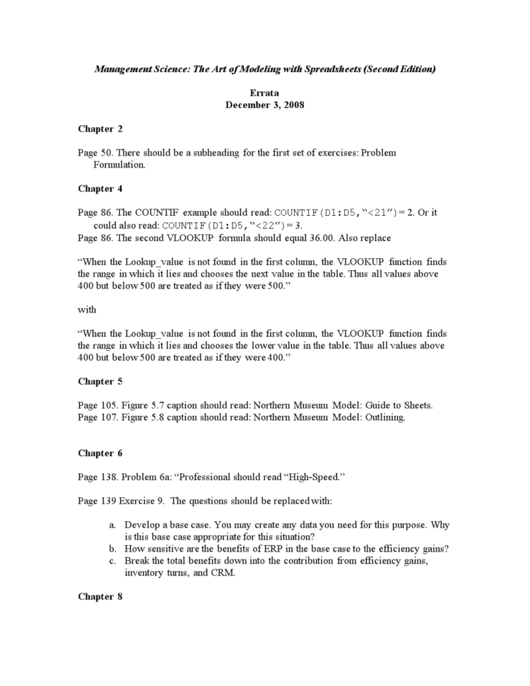 Management Science The Art Of Modeling With Spreadsheets In Management Science The Art Of Modeling With Spreadsheets.doc