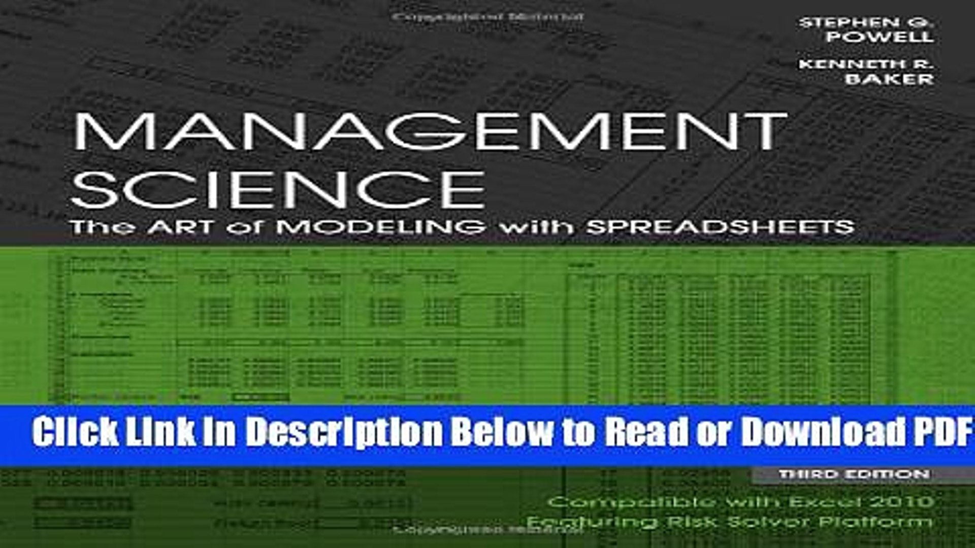 Management Science The Art Of Modeling With Spreadsheets Pdf Intended For Pdf] Management Science: The Art Of Modeling With Spreadsheets