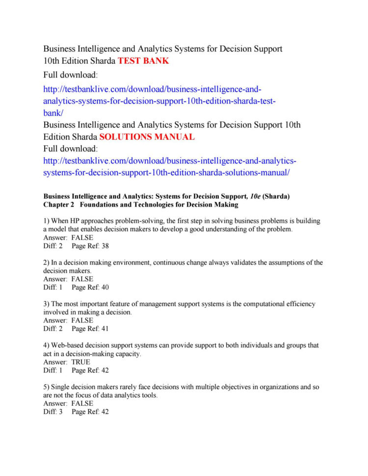 Managerial Decision Modeling With Spreadsheets Answer Key Within Business Intelligence And Analytics Systems For Decision Support