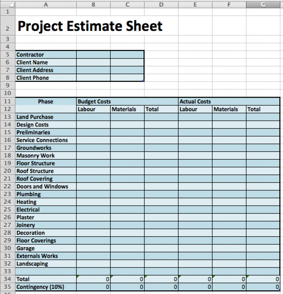Masonry Estimating Spreadsheet Db excel