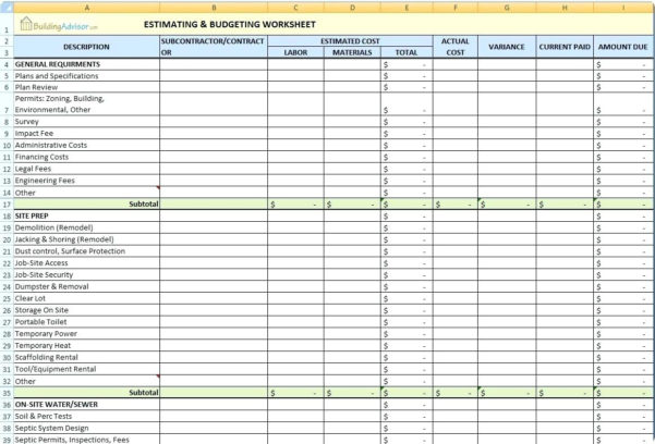 Masonry Estimating Spreadsheet — db-excel.com