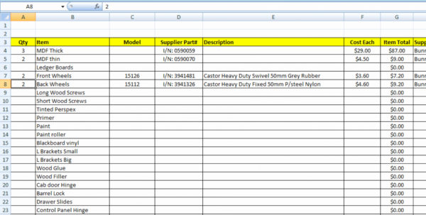 Material List For Building A House Spreadsheet Spreadsheet Downloa ...