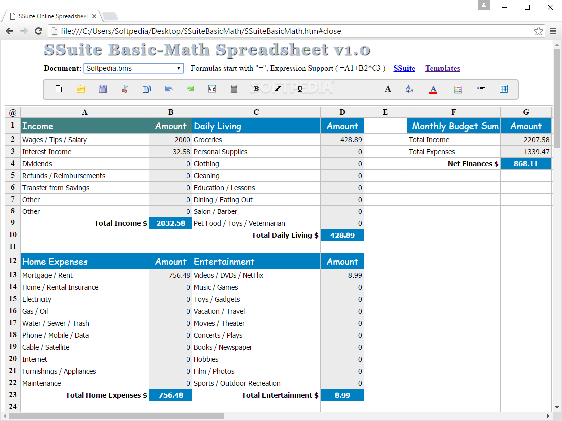 Math Spreadsheet Throughout Download Ssuite Basicmath Spreadsheet 1.2