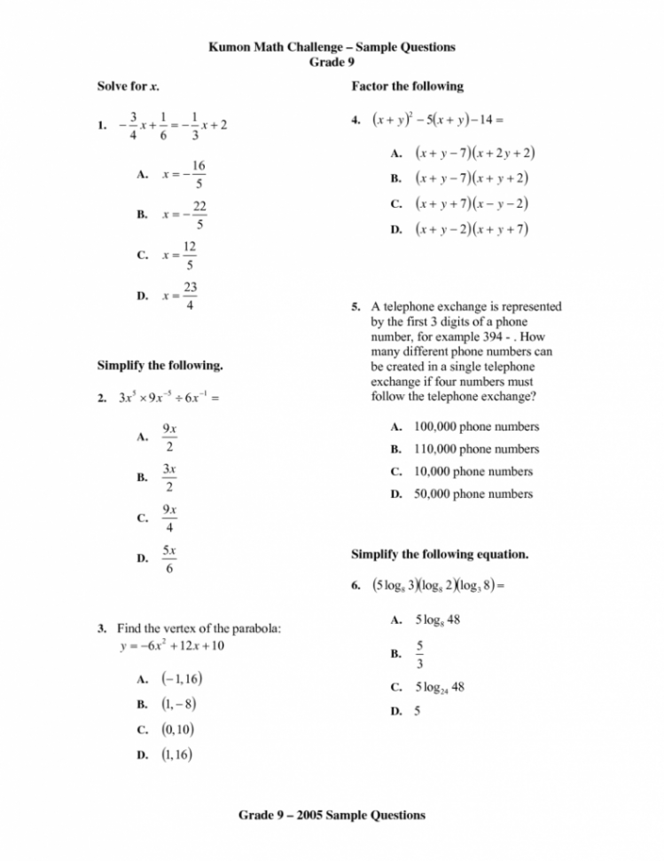 Math Spreadsheet within Kumon Sample Worksheets English Reading Math ...