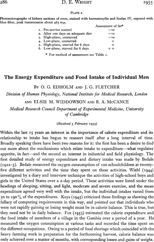 Mccance And Widdowson Spreadsheet With Regard To The Energy Expenditure And Food Intake Of Individual Men  British