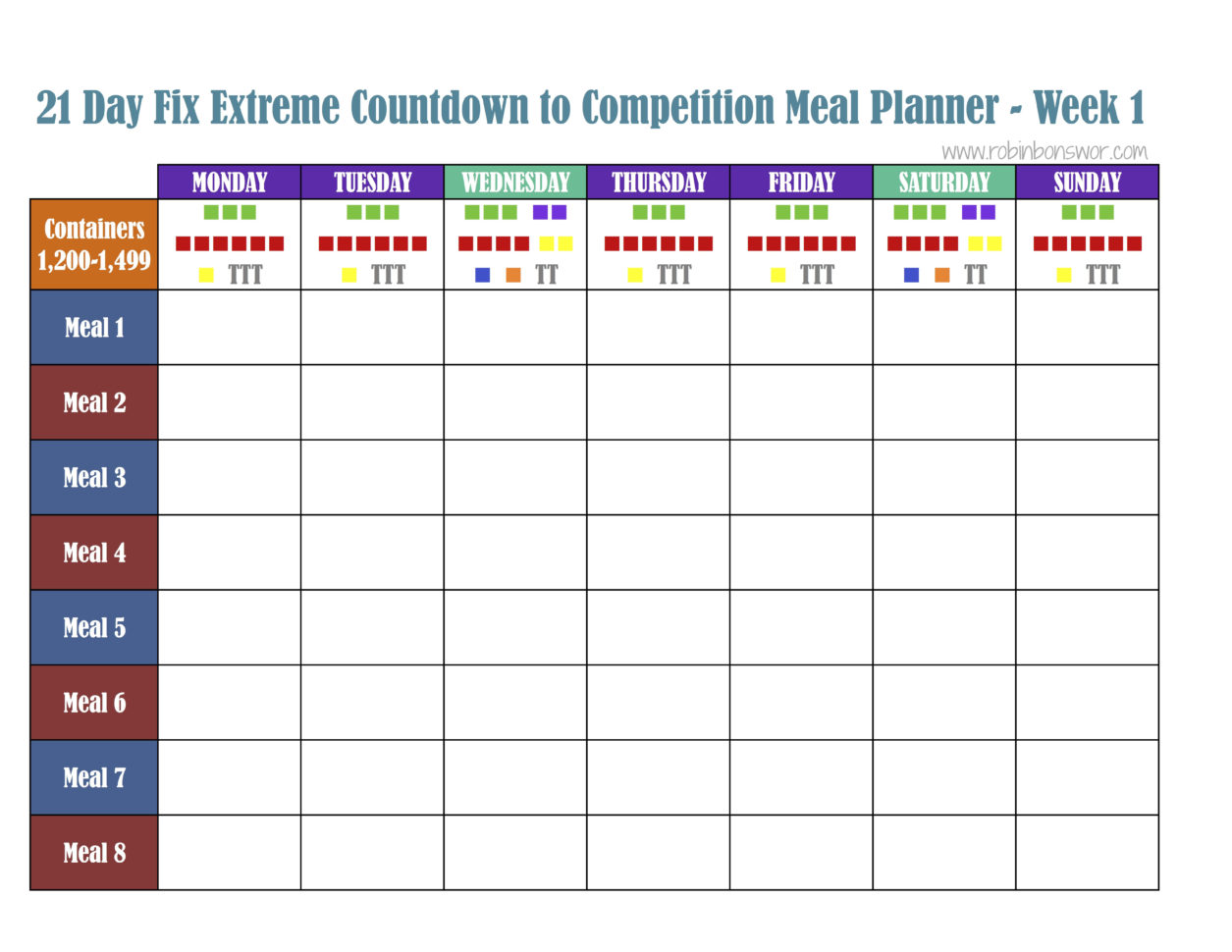 21 Day Fix Meal Plan Template Excel