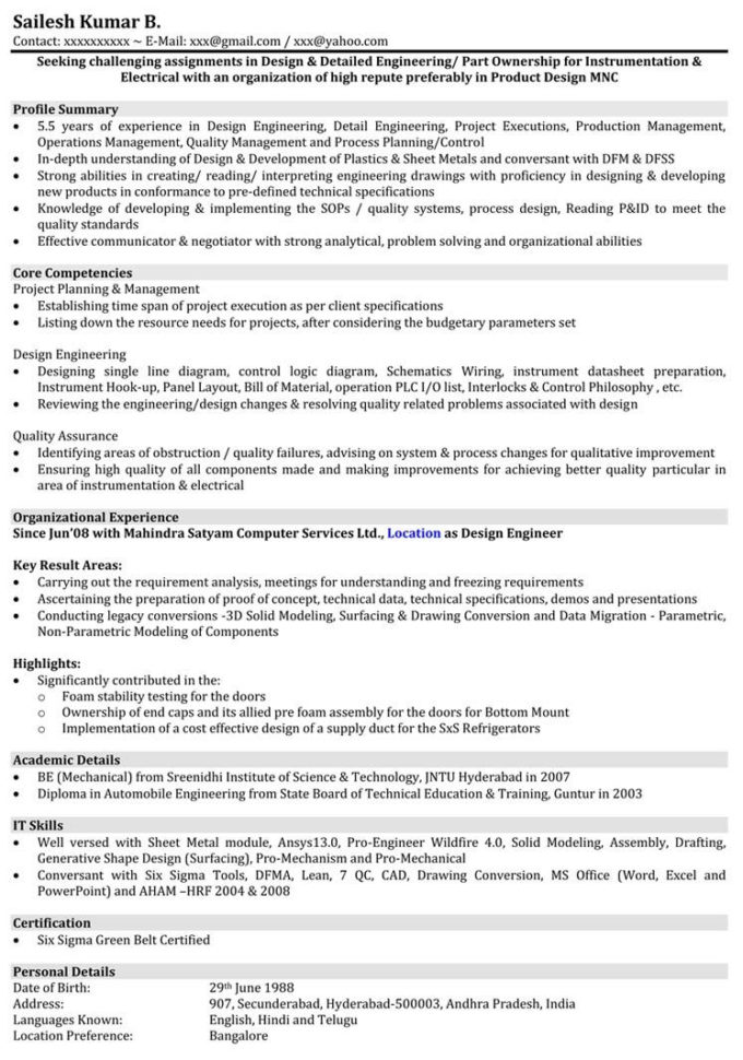 Mechanical Engineering Spreadsheets Free Download Pertaining To Mechanical Engineer Resume Word Format Download  Free Resume Templates