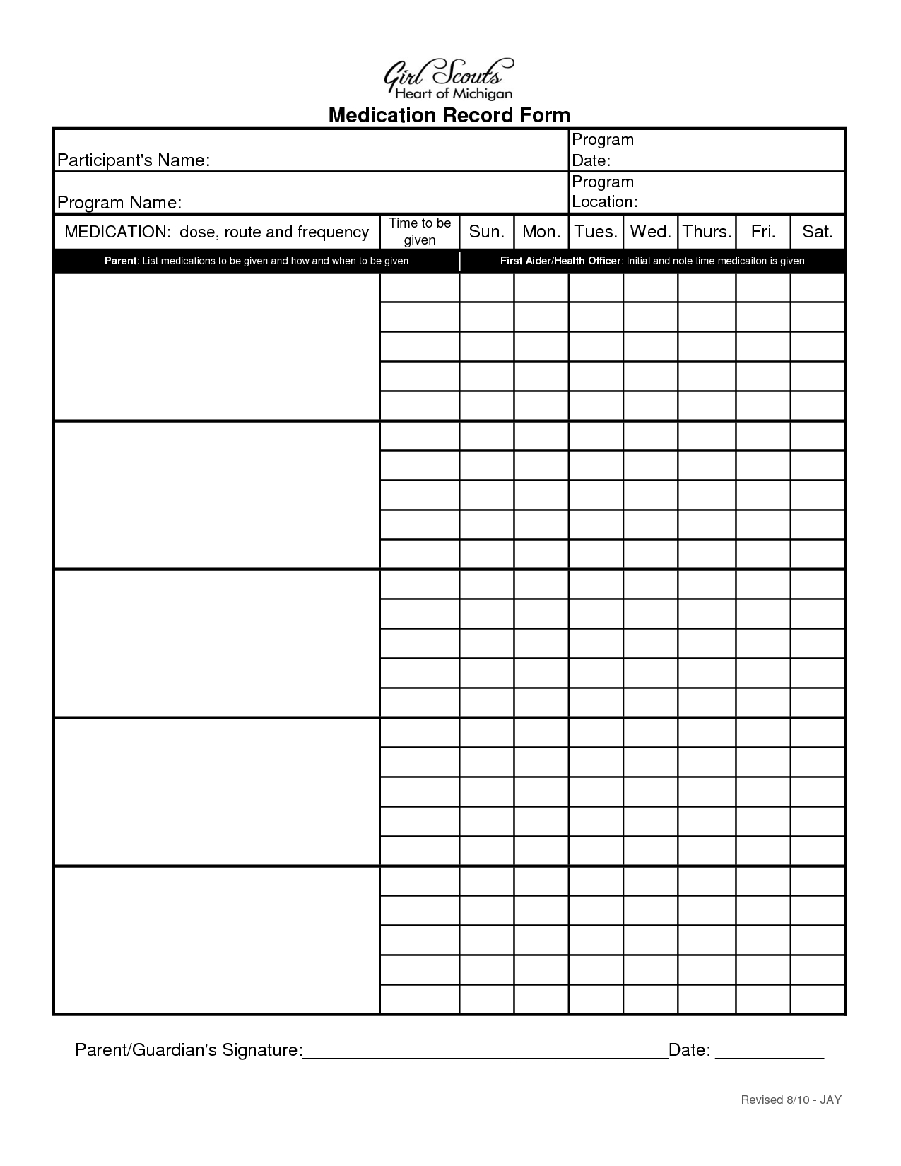 Medication Schedule Spreadsheet For Daily Medication Schedule Spreadsheet Sheet Blank Administration