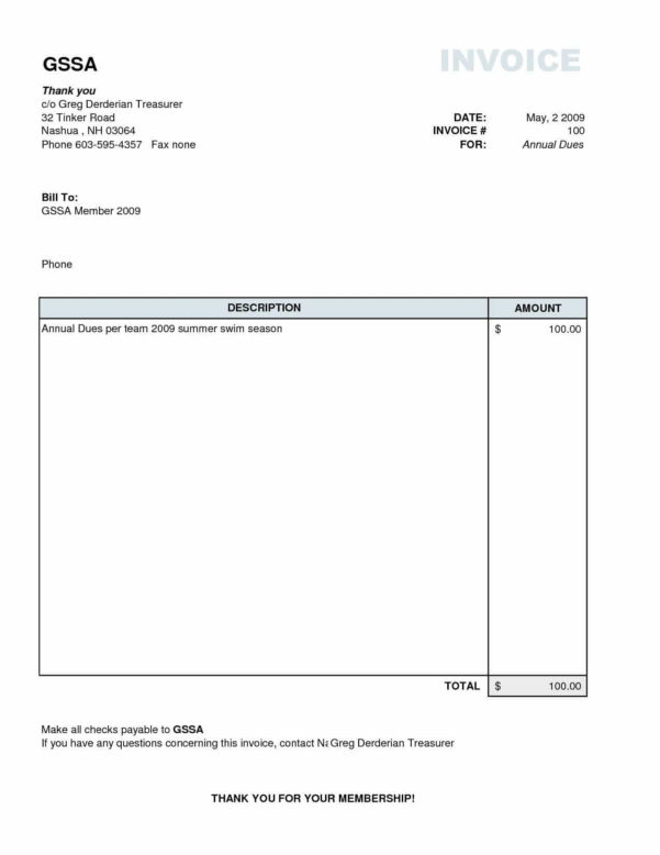 Membership Dues Spreadsheet Regarding Donation Invoice Template Word And Membership Dues Invoice 4964