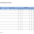Membership Dues Spreadsheet with Membership Monthly Fee Payment