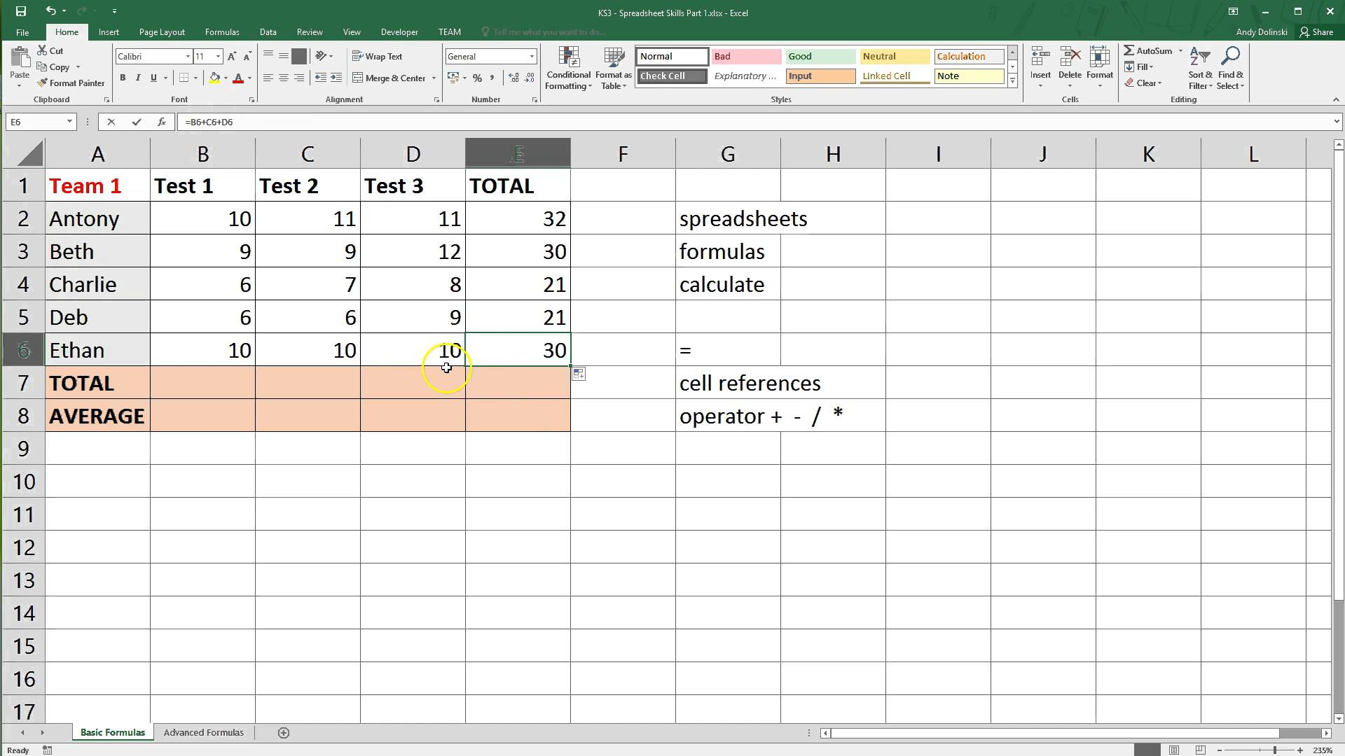 Excel Spreadsheet