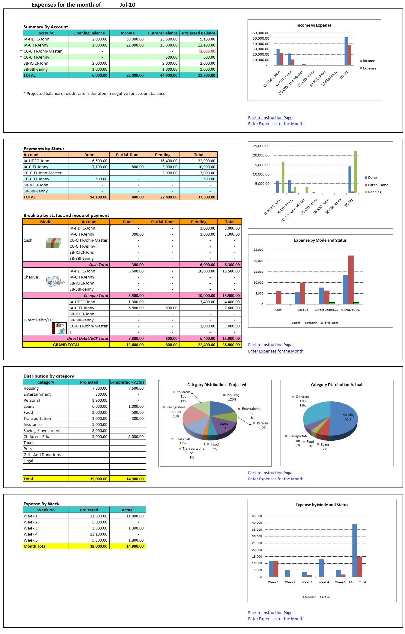 excel money tracker income expense tax collected