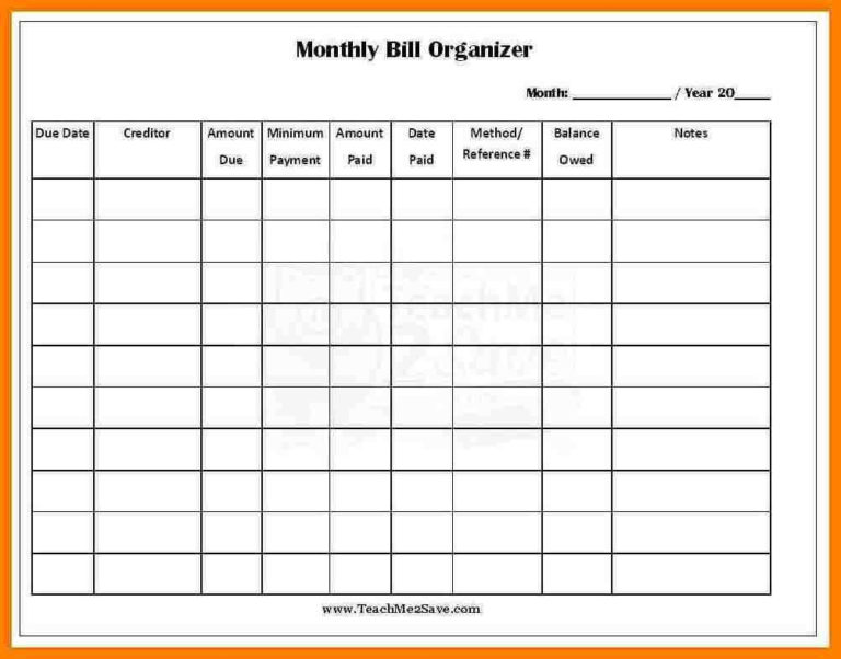 Monthly Bills Spreadsheet with Bill Sheet Template Rent Collection