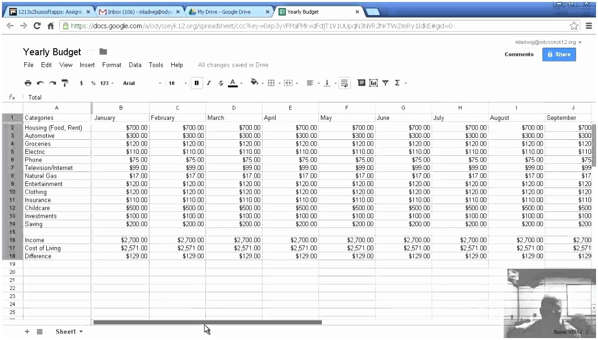 monthly expenses google sheet template