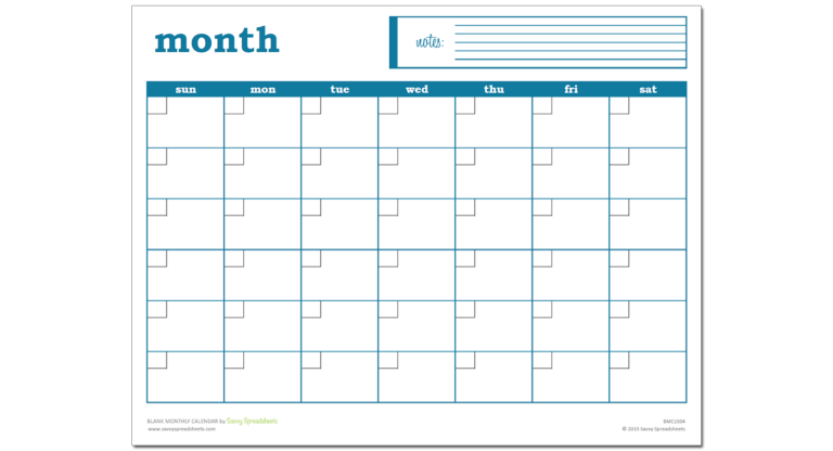 Monthly Calendar Spreadsheet throughout Blank Monthly Calendar Excel ...