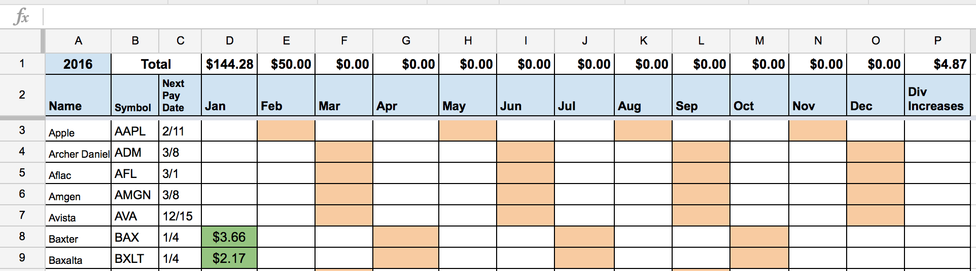 Monthly Dividend Spreadsheet With Dividend Stock Portfolio Spreadsheet On Google Sheets – Two Investing