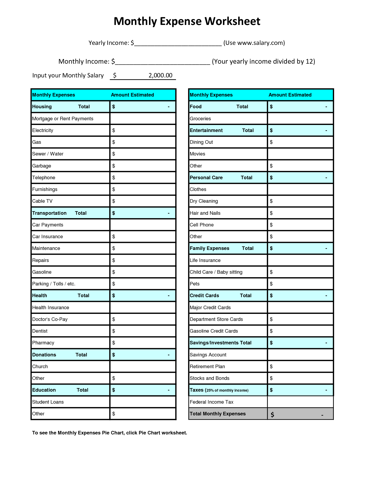 free monthly expense tracker spreadsheet