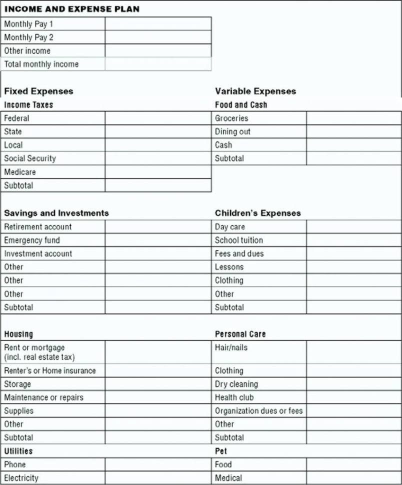 monthly income expense sheet excel