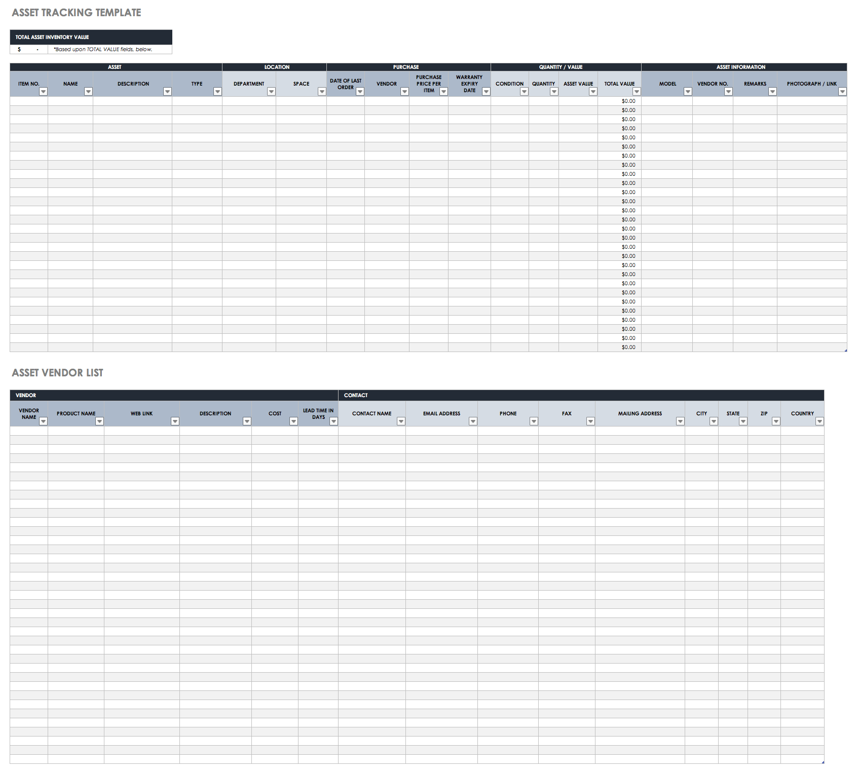 inventory spreadsheet