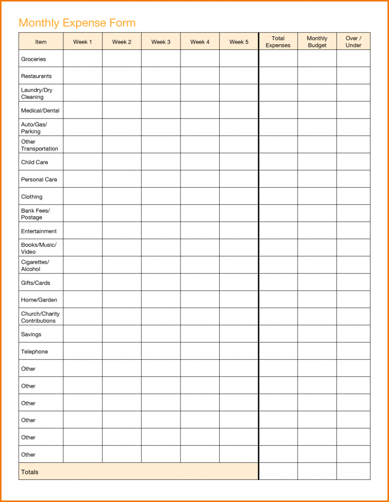 monthly business expense google sheet template