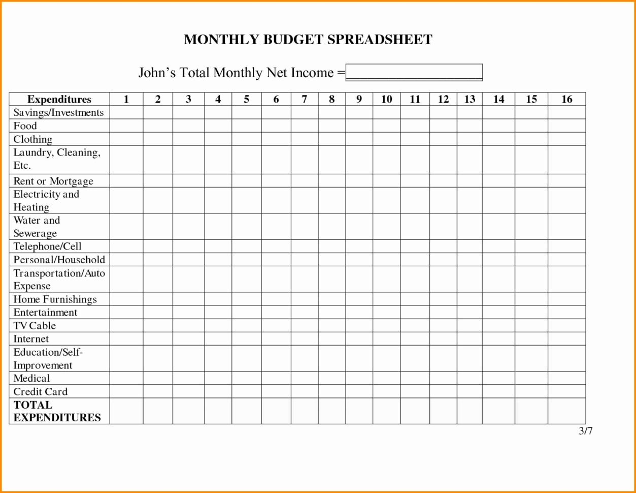 monthly daycare expense spreadsheet