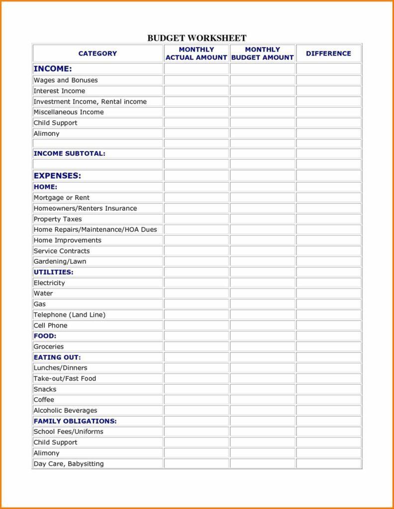 Monthly Utilities Spreadsheet Db excel