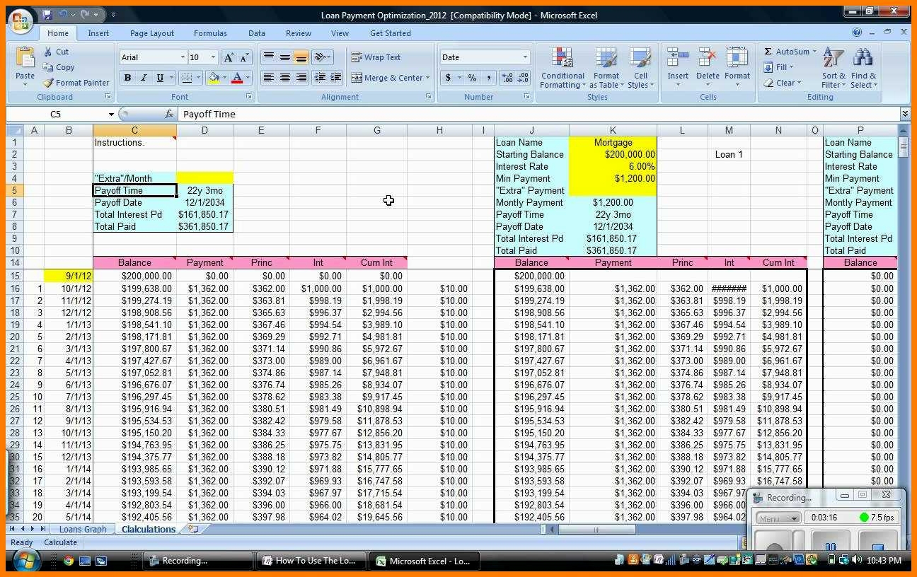 loan amortization schedule excel with extra payments