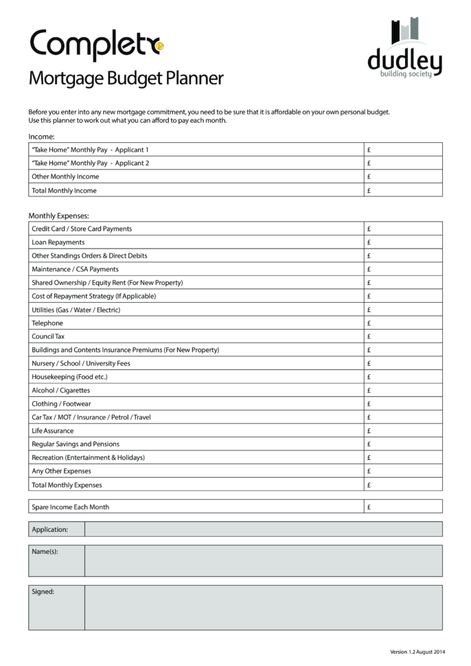 Mortgage Budget Planner Spreadsheet With Free Printable Mortgage Budget Planner  Templates At