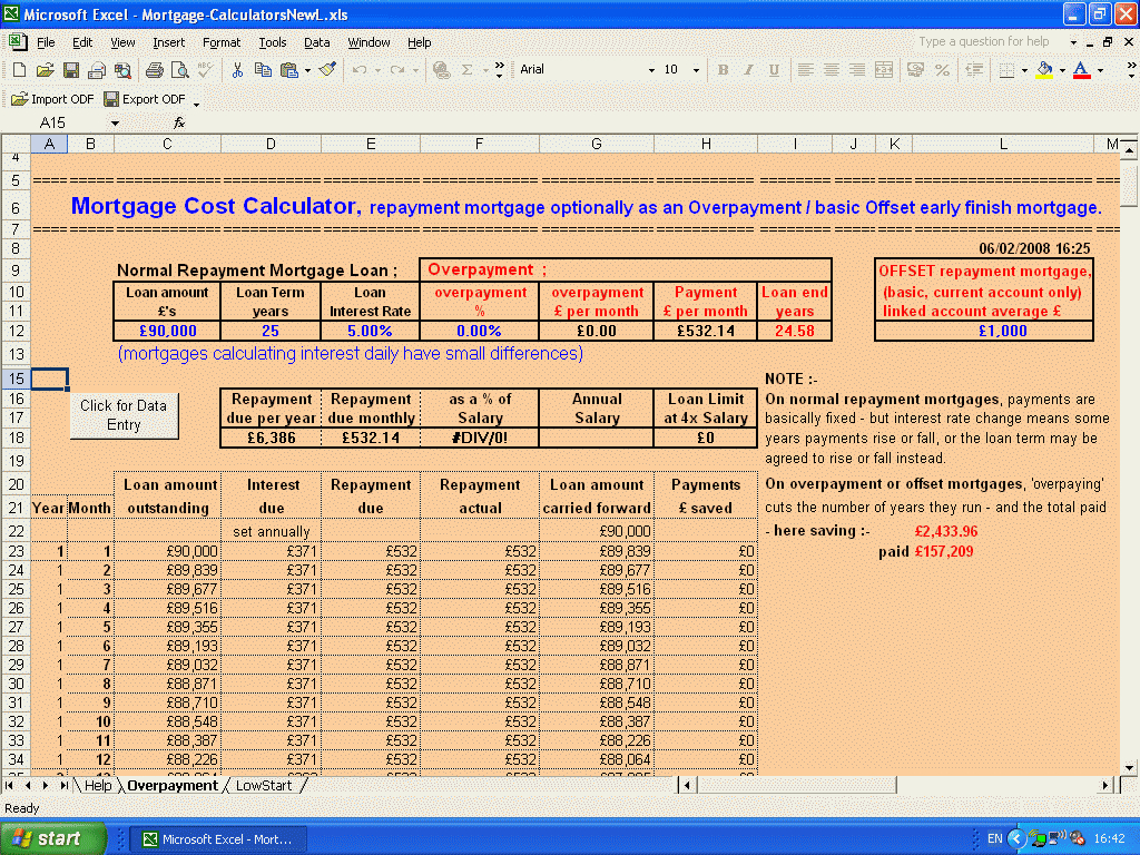 Mortgage Calculator Spreadsheet Uk With Wilmot's Microsoft Office Excel Mortgage Calculators  Low Start