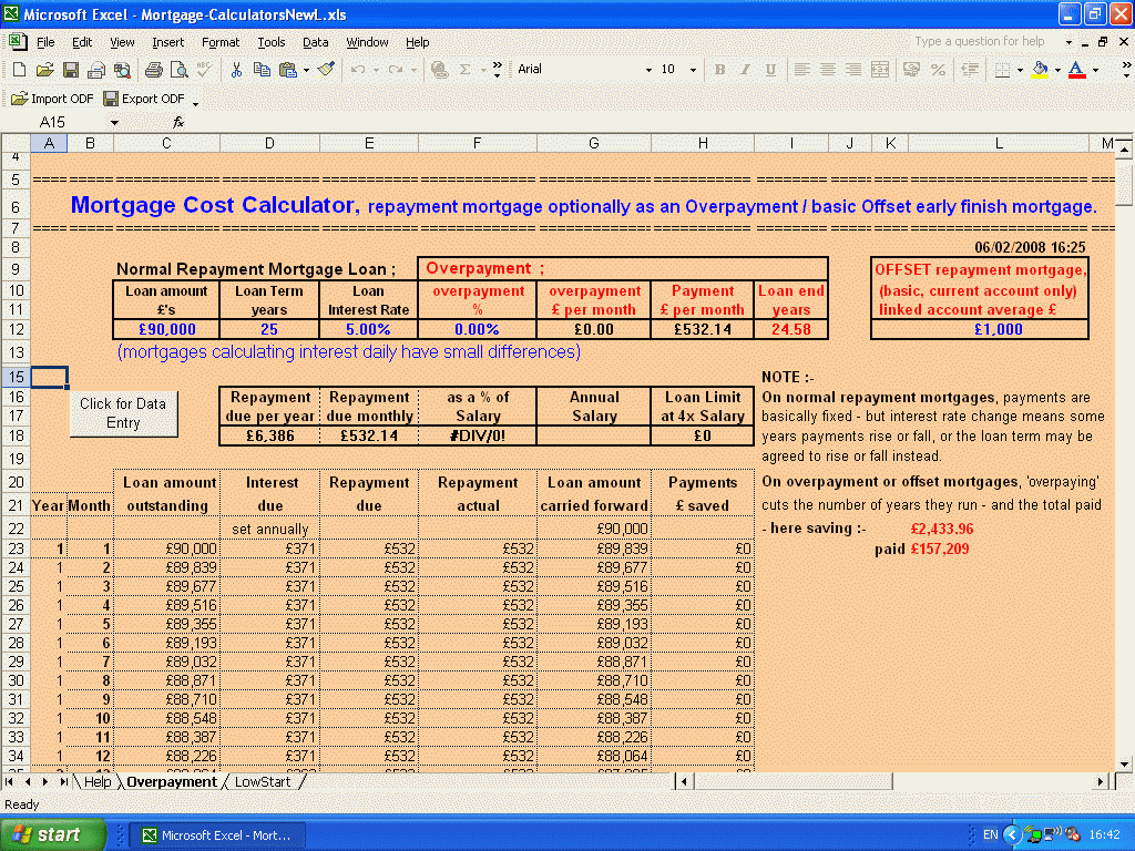 excel mortgage calculator with extra payments