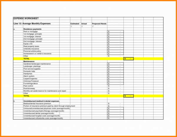 Mortgage Expenses Spreadsheet regarding Spreadsheet For Monthly ...