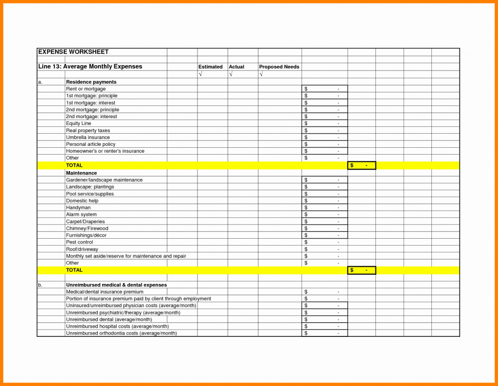 Mortgage Expenses Spreadsheet Regarding Spreadsheet For Monthly Expenses Business Budget Cogs Analysis 7