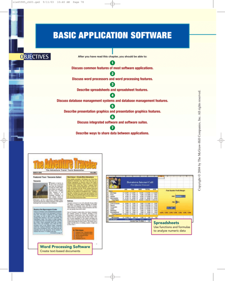 Most Spreadsheet Software Also Includes Basic Data Management Features For Basic Application Software  Mcgrawhill