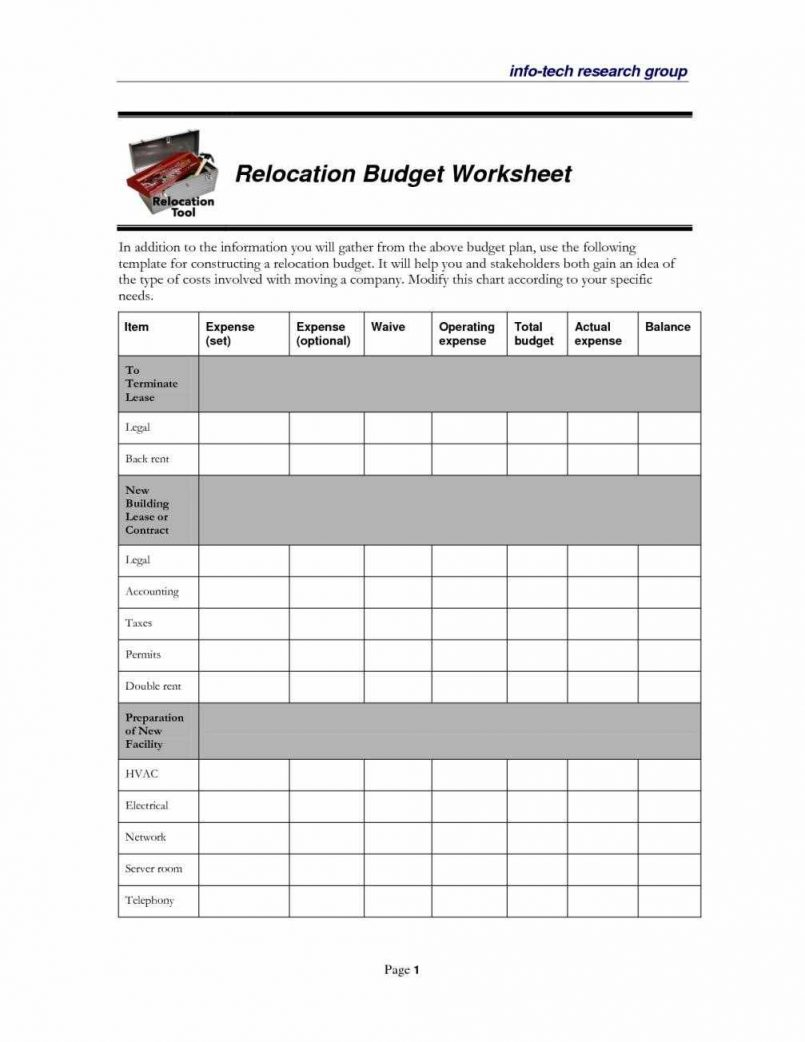 Moving Budget Spreadsheet —
