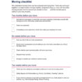 Moving Checklist Spreadsheet With Regard To 45 Great Moving Checklists [Checklist For Moving In / Out