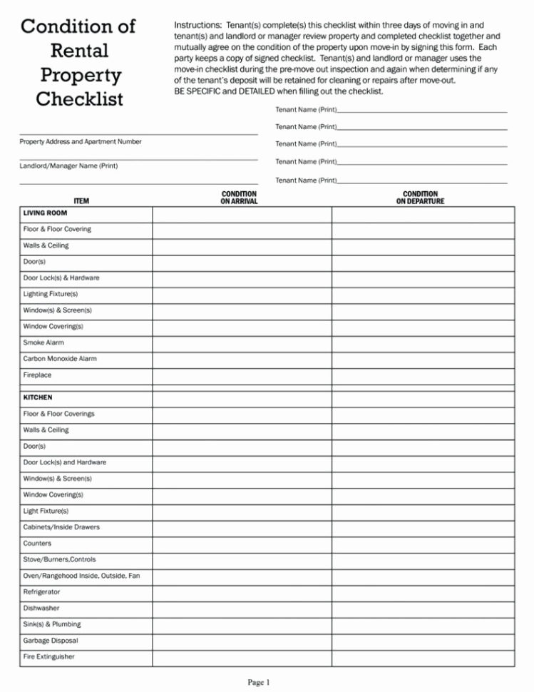 tenant move out checklist for landlord