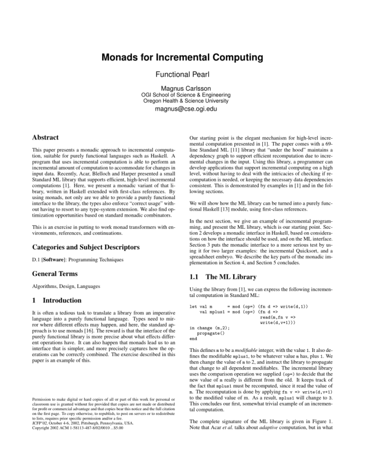 Mrea Economic Model Spreadsheet With Pdf Monads For Incremental Computing