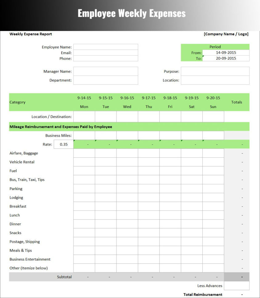 Ms Spreadsheet In Expense Report Spreadsheet 10 Templates Free Ms Word Excel Pdf