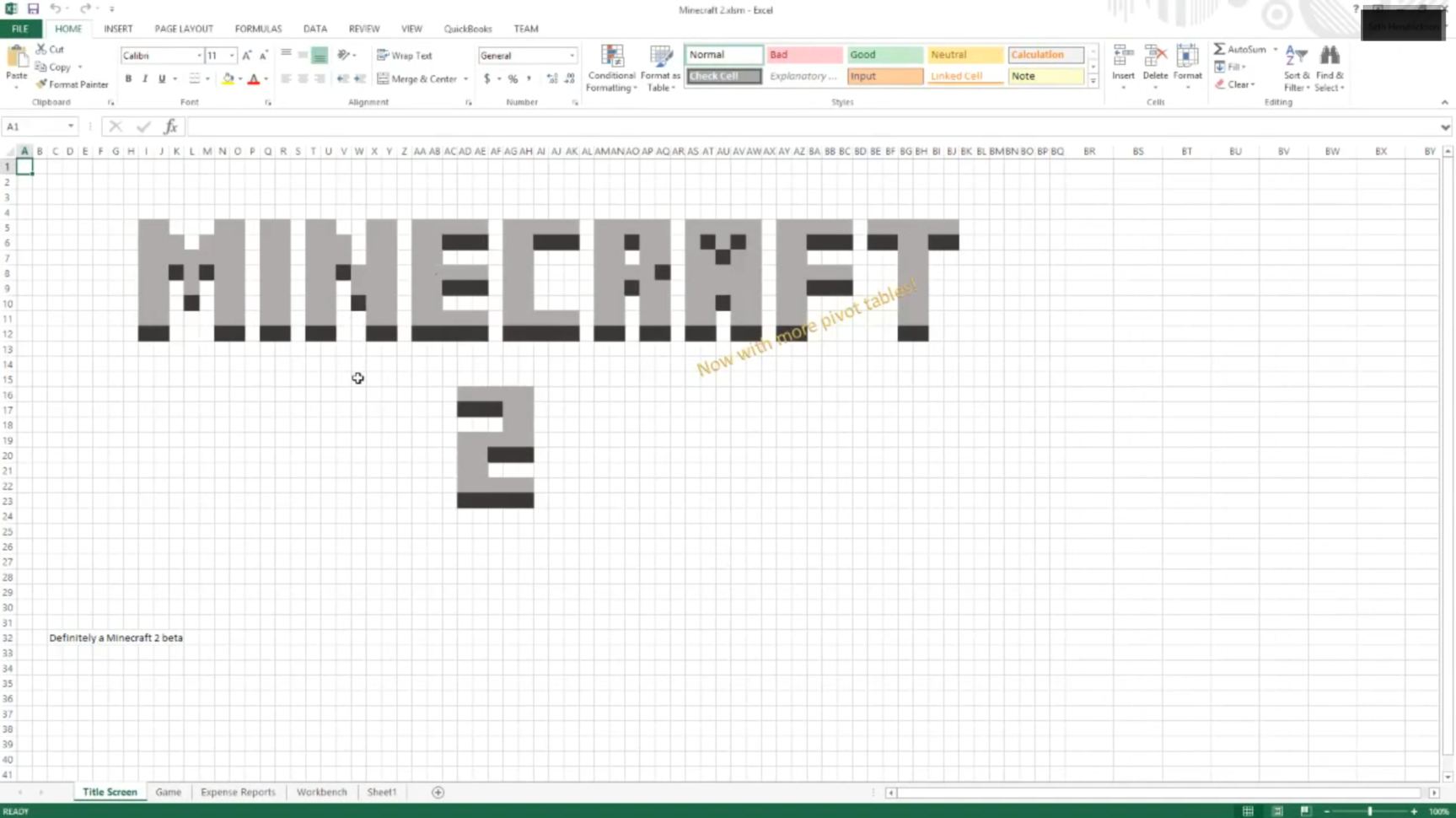 Ms Spreadsheet With Regard To Someone Made A Playable Minecraft For Microsoft Excel