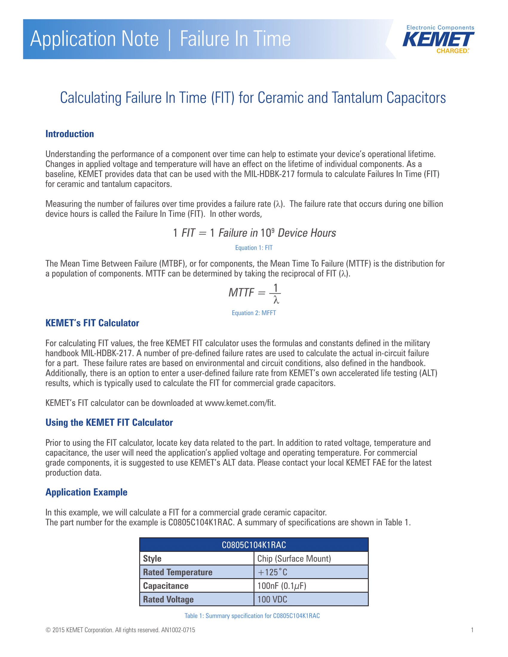 Mtbf Calculation Spreadsheet Intended For Knowledge » Calculating Failure In Time Fit Rate For Kemet